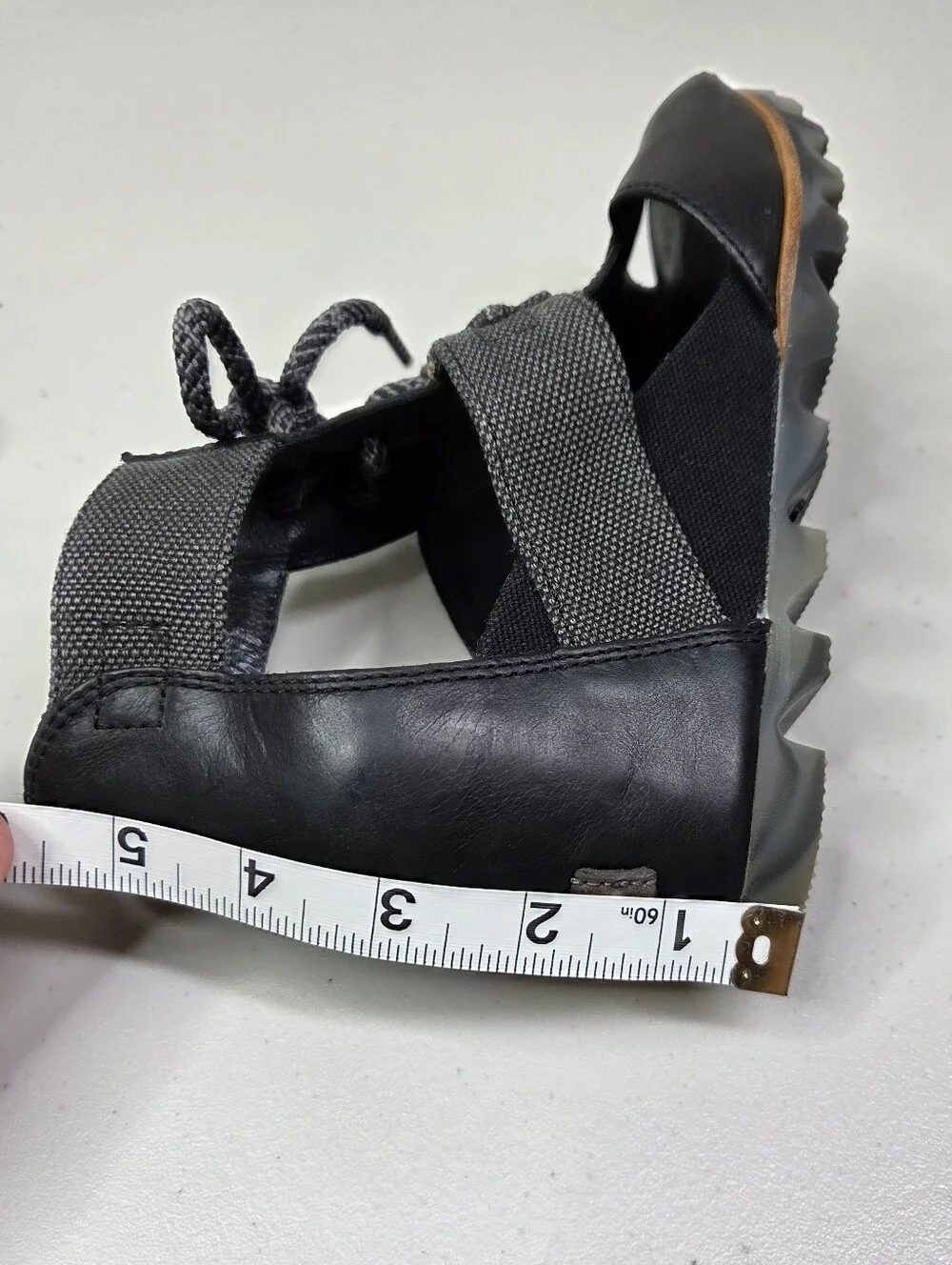 Sorel Joanie Leather Lace Up Wedge Sandals Women's Black Open-Toe